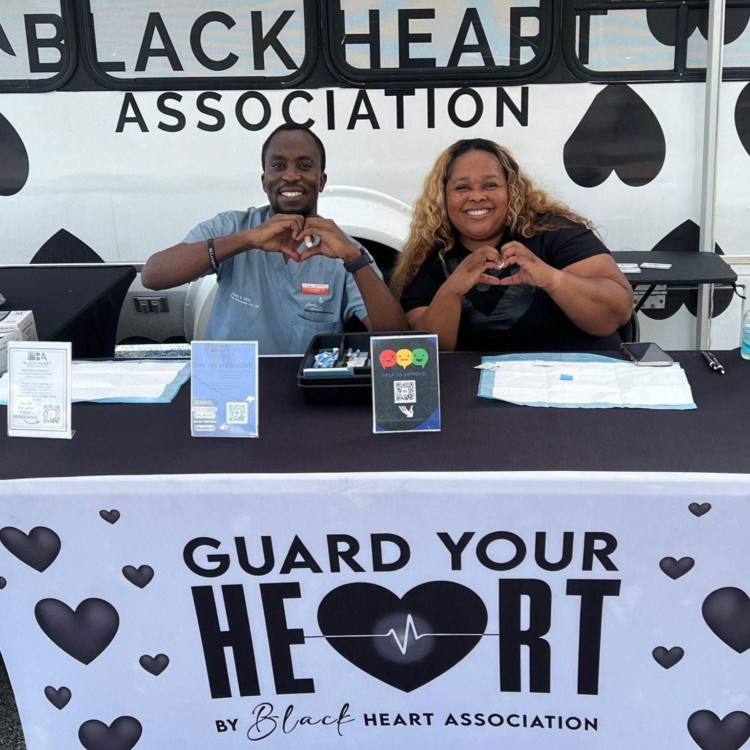 Our team with the Black Heart Association at a mobile heart screening in Dallas